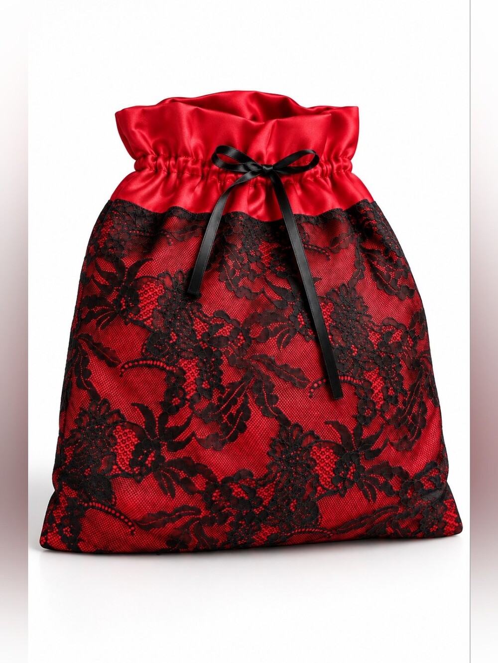 Title La Perla Red Silk Black Lace Lingerie Storage Pouch Drawstring Dust Bag